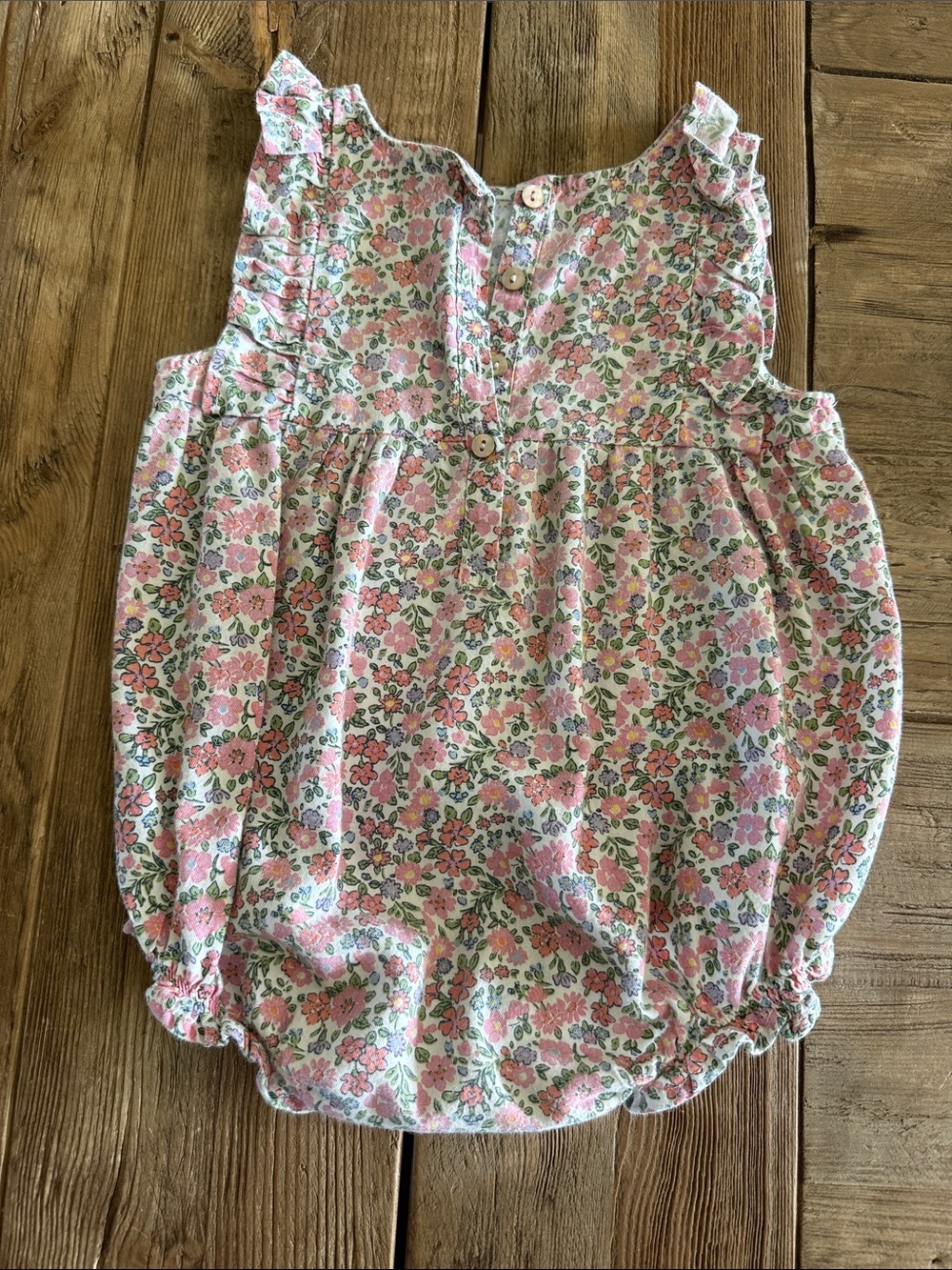 Petite Plume Pink Floral Ruffle Baby Romper 18-24 Months - Picture 2 of 3